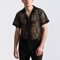 thumbnail image 4 of Mens Floral Lace Shirt See Through Casual Button Down Shirts, 4 of 9