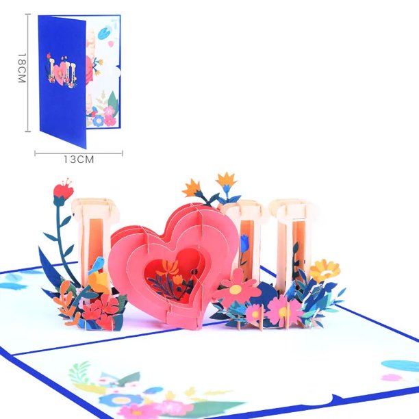ILOVEYOU-tarjeta de felicitación de invitación 3D hecha a mano, flor de ILOVEYOU, para San Valentín, gracias, boda, regalo de fiesta de cumpleaños, 10 piezas