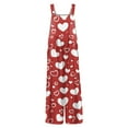 thumbnail image 4 of Women Valentines Overalls Wide Leg Sleeveless Casual Heart Graphic Rompers Valentine Overalls with Pockets, 4 of 7