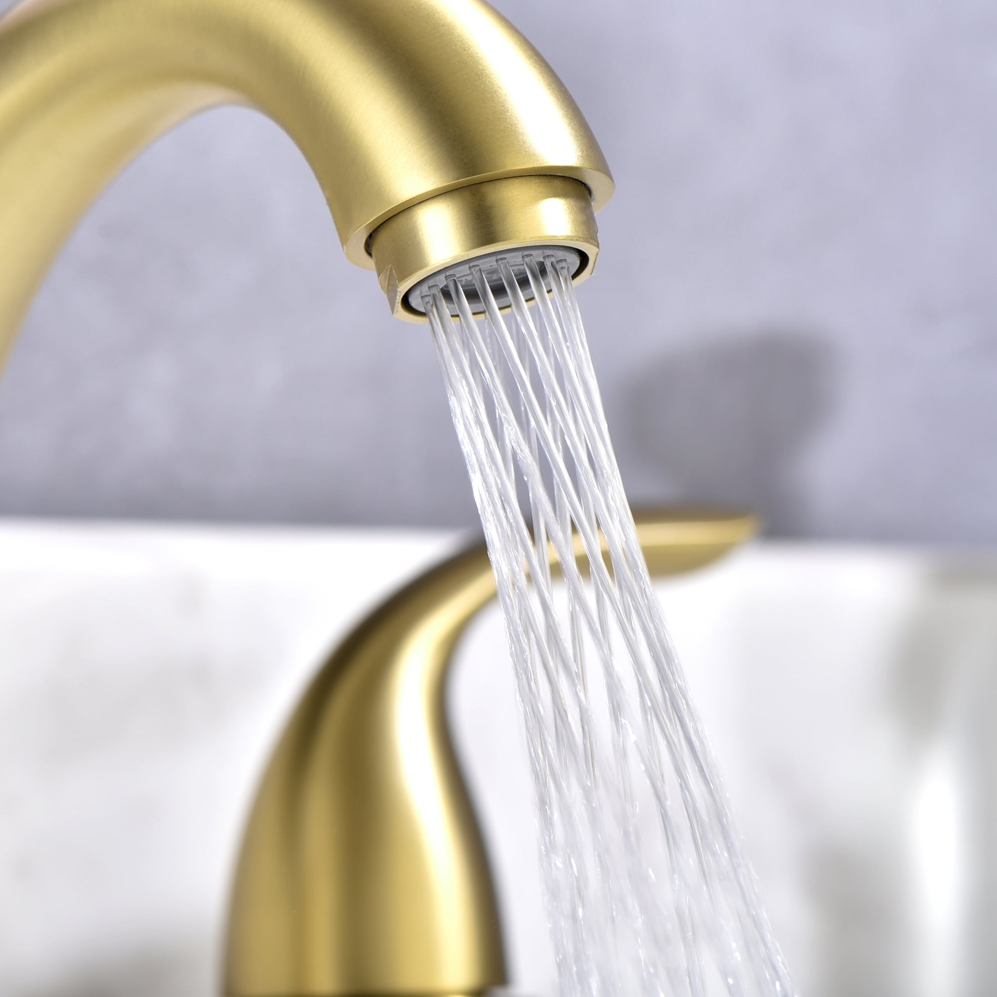 sumerain 8 Inch Bathroom Faucet 3 Hole Lavatory Faucet, Widespread Bathroom Sink Faucet Two Handles，Brushed Gold