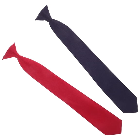 BESTYASH 2Pcs Assorted Color Clip on Neckties for Men Polyester Dress Ties for Weddings Funerals and Events