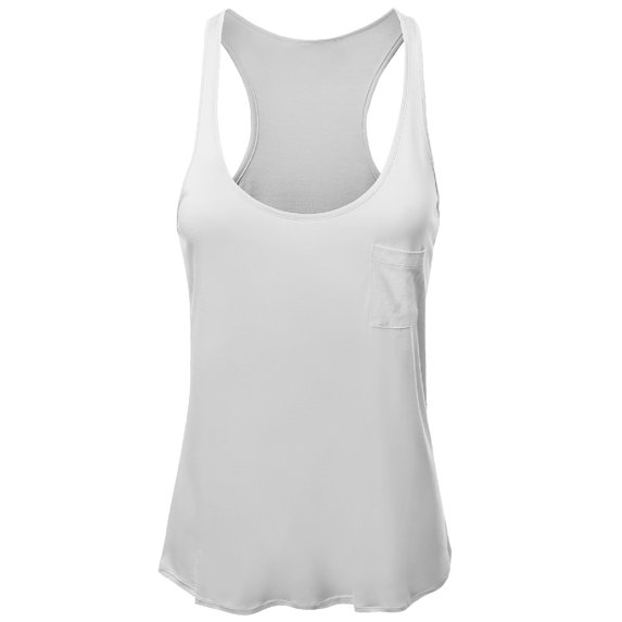 FashionOutfit Women's Solid Basic Rayon Sleeveless Racer-Back Tank Top