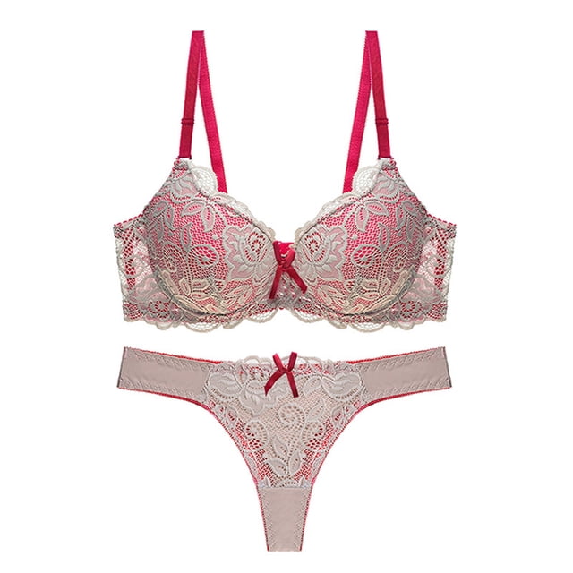 TopLLC Women Fashion Lace Solid Underwear Pajamas Embroidered Ladies Steel Rings Intimates Set Women Matching Suit