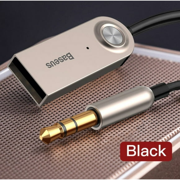 BASEUS USB Bluetooth Adapter Dongle Cable for Car 3.5mm Jack Aux Bluetooth Receiver Speaker Audio Music Transmitter Color:black