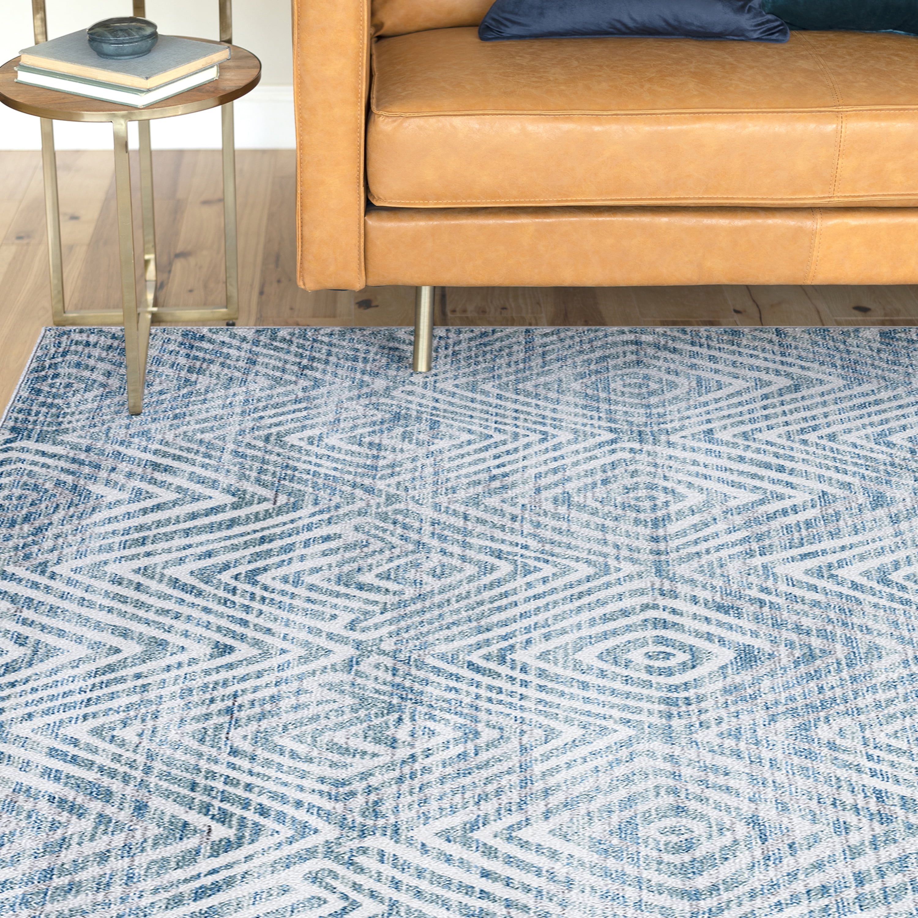 Contemporary 2x3 Area Rug (2' x 3'4'') Abstract Navy, Cream Indoor Scatter Easy to Clean