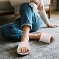 thumbnail image 5 of FUIALDOLG Women's Indoor Slippers Open Toe Pink Cow Hide Print Fuzzy House Slippers for Women Winter Slide for Ladies Bedroom Shoes, Size 10.5-11.5, 5 of 7