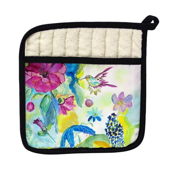 Betsy Drake PT1042 Hummingbird & Garden Pot Holder