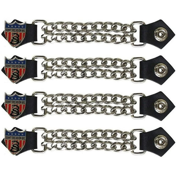 Dream Apparel Don't Trend On Me Logo Authentic Leather Motorcycle Vest Extender for Men Biker Double Diamond Cut Chrome Chain 4PCS Per Set