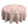 thumbnail image 4 of Round Tablecloths White Pink Flowers Table Cloth Water Resistant Fabric Spillproof Wrinkle Free Soft Table Covers for Dining Kitchen Parties Washable Tabletop Cover 60x60 Inch, 4 of 6