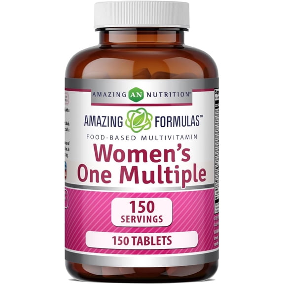 Amazing Formulas Women's One Multiple 150 Tablets Supplement | Women's Multivitamin | Perfect Blend of Vitamin A, C, E, B1, B2, B3, B6, B12, E, K Calcium and Minerals, 25 Million CFU Probiotic & More