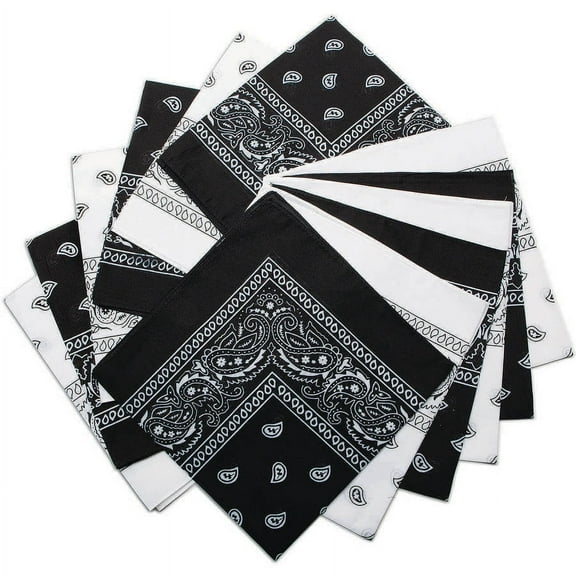 Bandanas, Black/White Western, Pack of 12