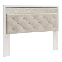 Ashley Furniture Altyra Upholstered Fabric King Panel Headboard in White/Gray
