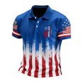thumbnail image 2 of BUWTTED Mens Independent Day Shirts Short Sleeve Slim Fit Polos Flag Graphic Print Summer Shirt Blue M, 2 of 3