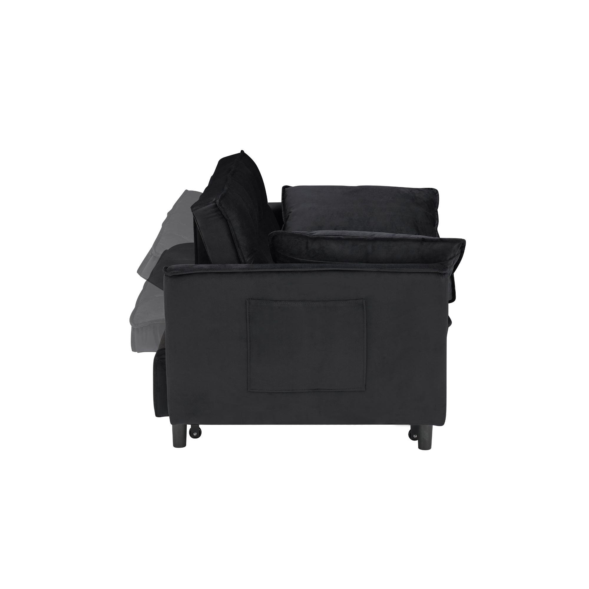 MAYEERTY 3 In 1 Convertible Sleep Sofa Bed, Pull Out Velvet Sleeper Sofa Small Loveseat, for Apartment, Living Room, Small Space, Black