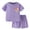 Purple, variant on BULLPIANO Girls 2 Piece Summer Outfits Kids Cute Print Short Sleeve T-Shirts and Elastic Waist Shorts Clothing Sets