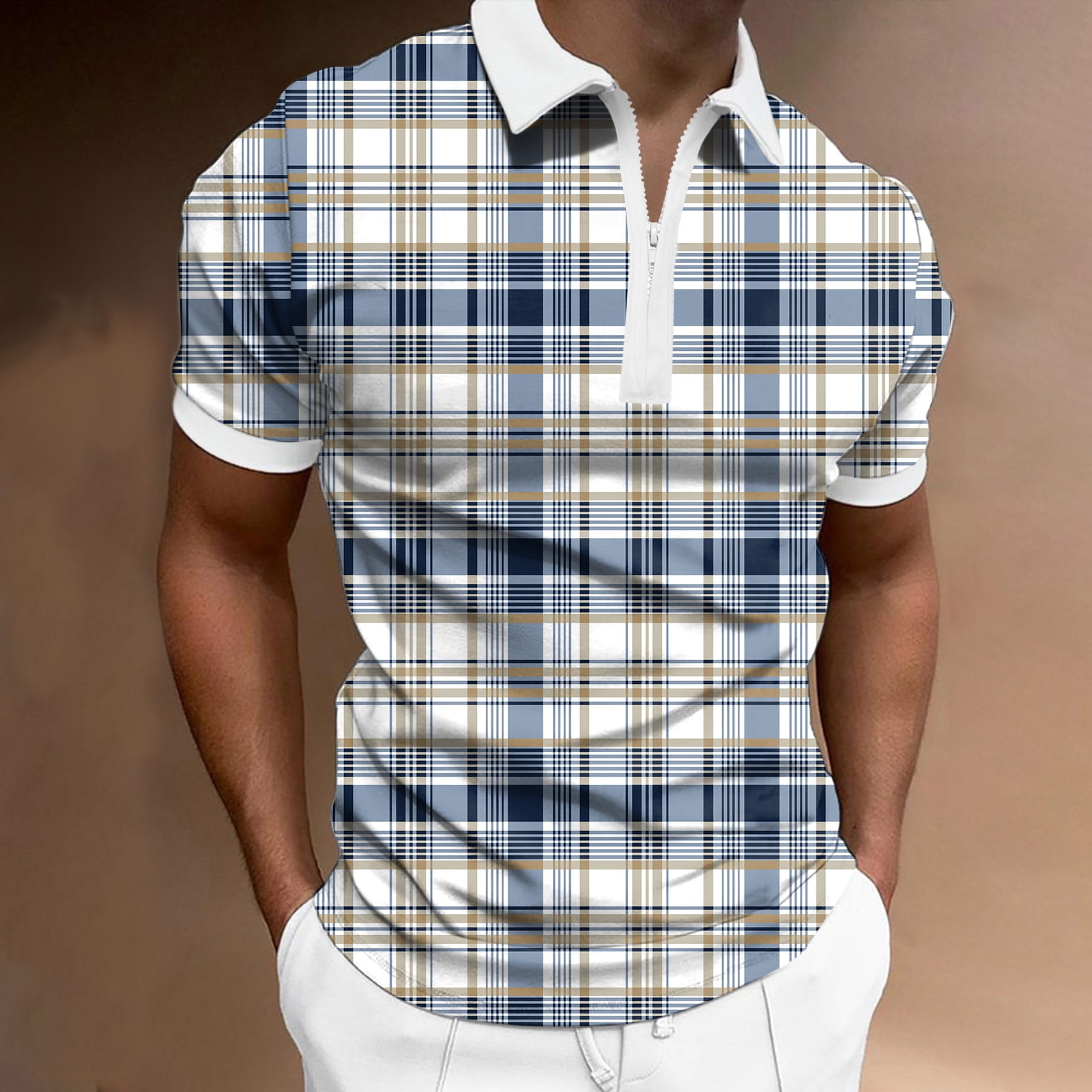 Mrulic Men's Solid Print Polo Shirt