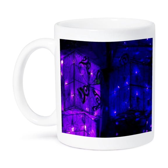 3dRose, Purple and Blue Christmas Light Boxes , 11oz Mug