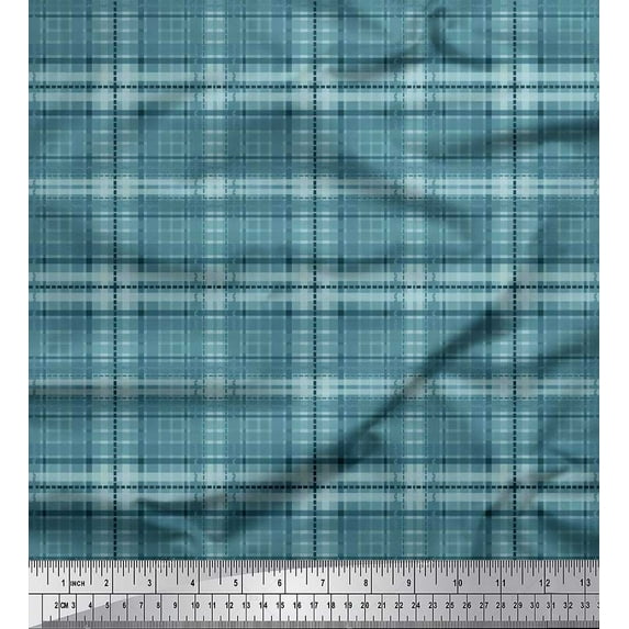 Soimoi Cotton Voile Fabric Plaid Check Print Sewing Fabric Yard 42 Inch Wide