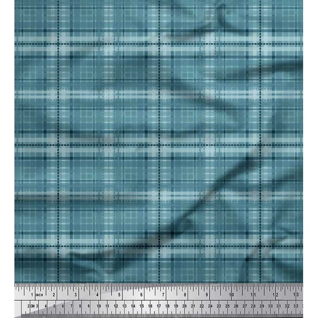 Soimoi Moss Georgette Fabric Plaid Check Fabric Prints by Yard 42 Inch Wide