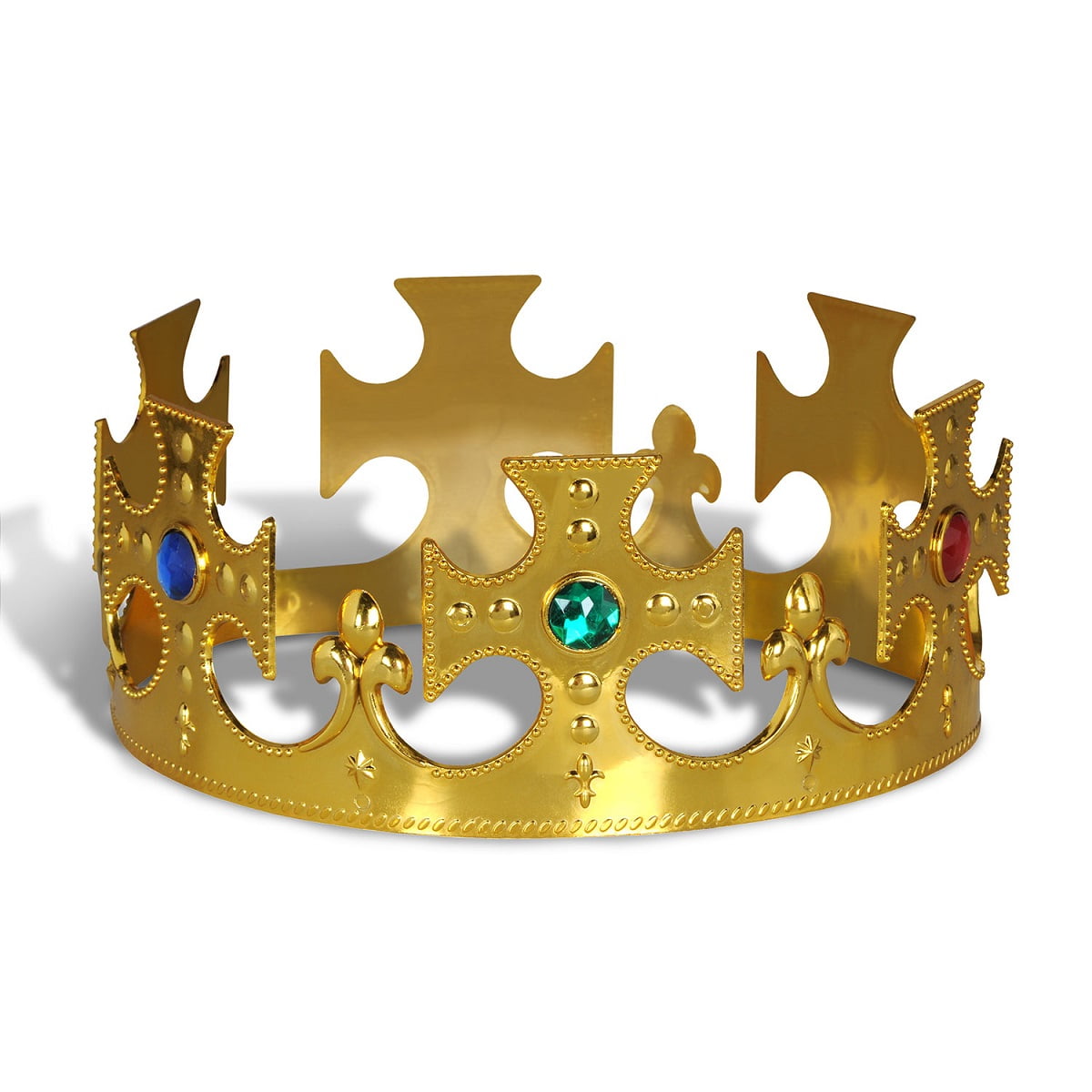 Club Pack of 12 Plastic Jeweled Gold King's Crown Adjustable Party Hat