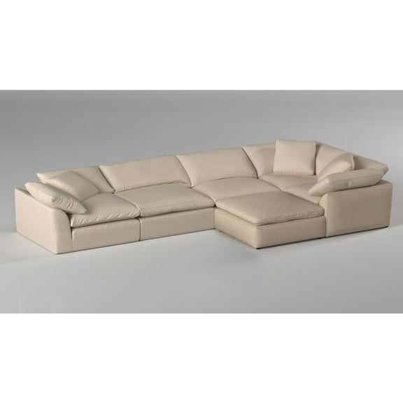 Modular Sectional Sofa L Shape Deep Seating Couch Ottoman - Tan Beige
