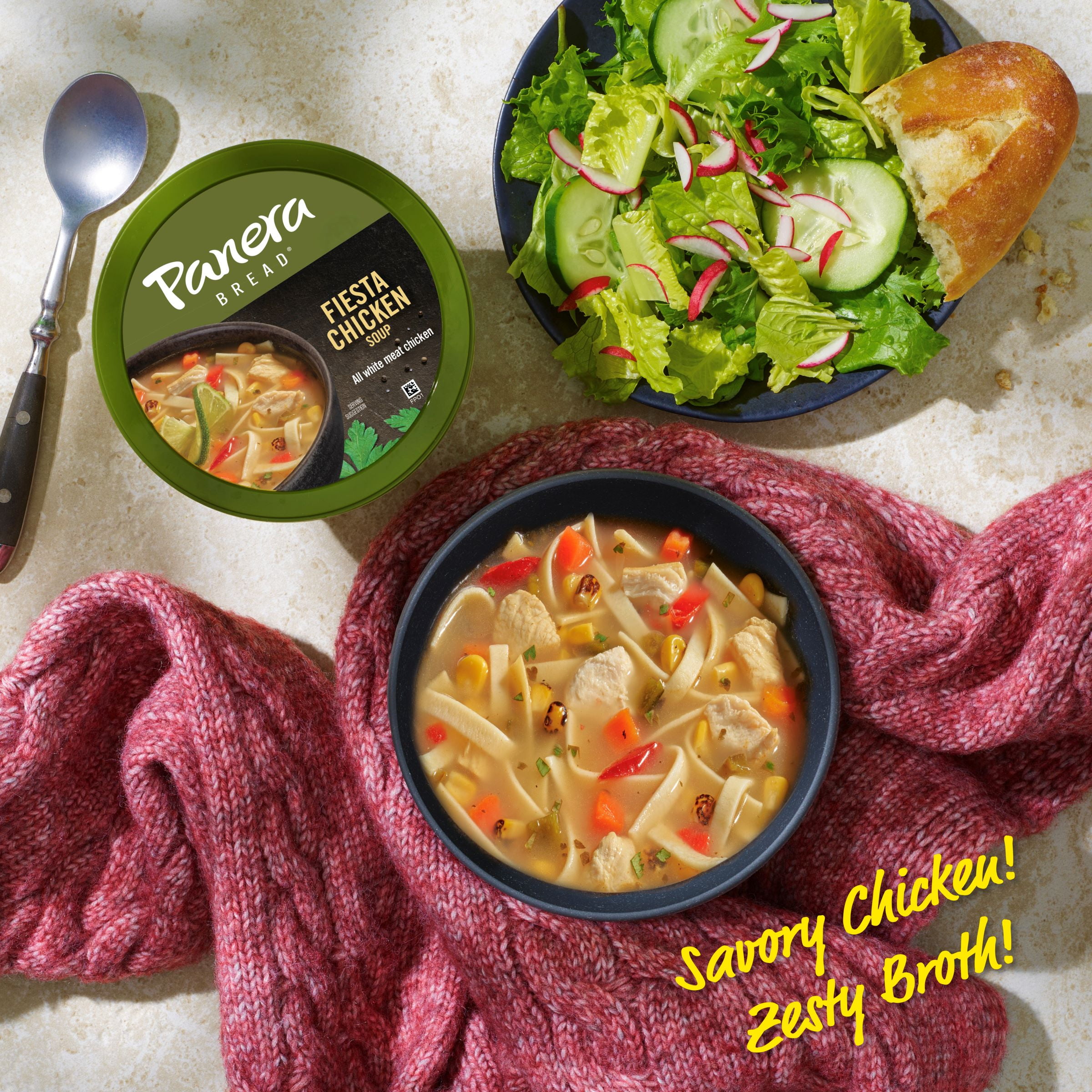 Panera Bread Fiesta Chicken Soup, 16 oz Ready-to-Heat Soup Cup (Refrigerated)