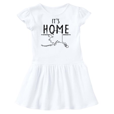 

Inktastic It s Home- Alaska State Outline Distressed Text Gift Toddler Girl Dress