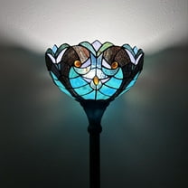 Tiffany Torch Floor Lamp Green Brown Stained Glass Liaison LED Bulb Included for Living Room Dining Room Bedroom 12"W*12"D*66"H