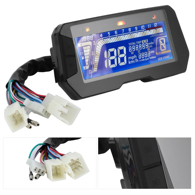 Dashboard 12000 RPM Motorcycle Dashboard 6 Gear Adjustable Water Temp Fuel Gauge LCD For 2 4 Cylinders