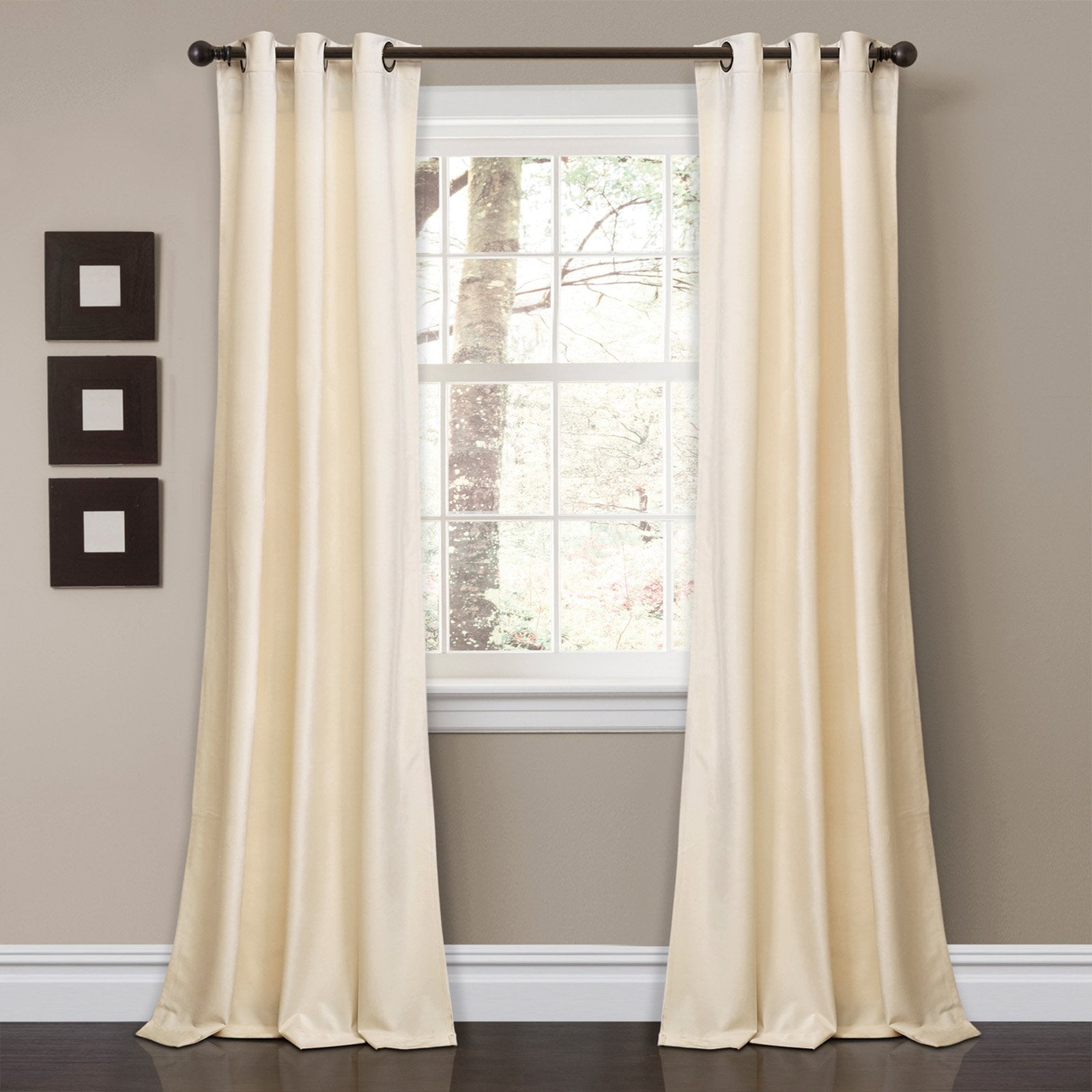 Prima Velvet Solid Room Darkening Window Curtain Ivory Set 38x84 Room Darkening Window Curtain Ivory