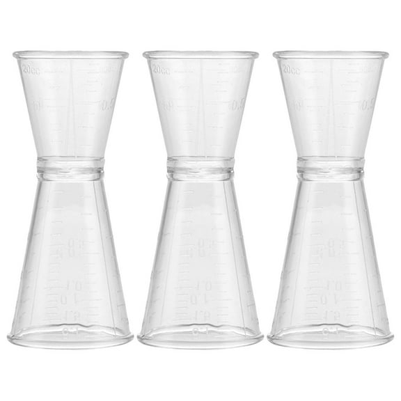 3 Pcs Plastic Double-ended Measuring Cup Wine Glasses Jigger Cocktail Measure Home Bartending Martini