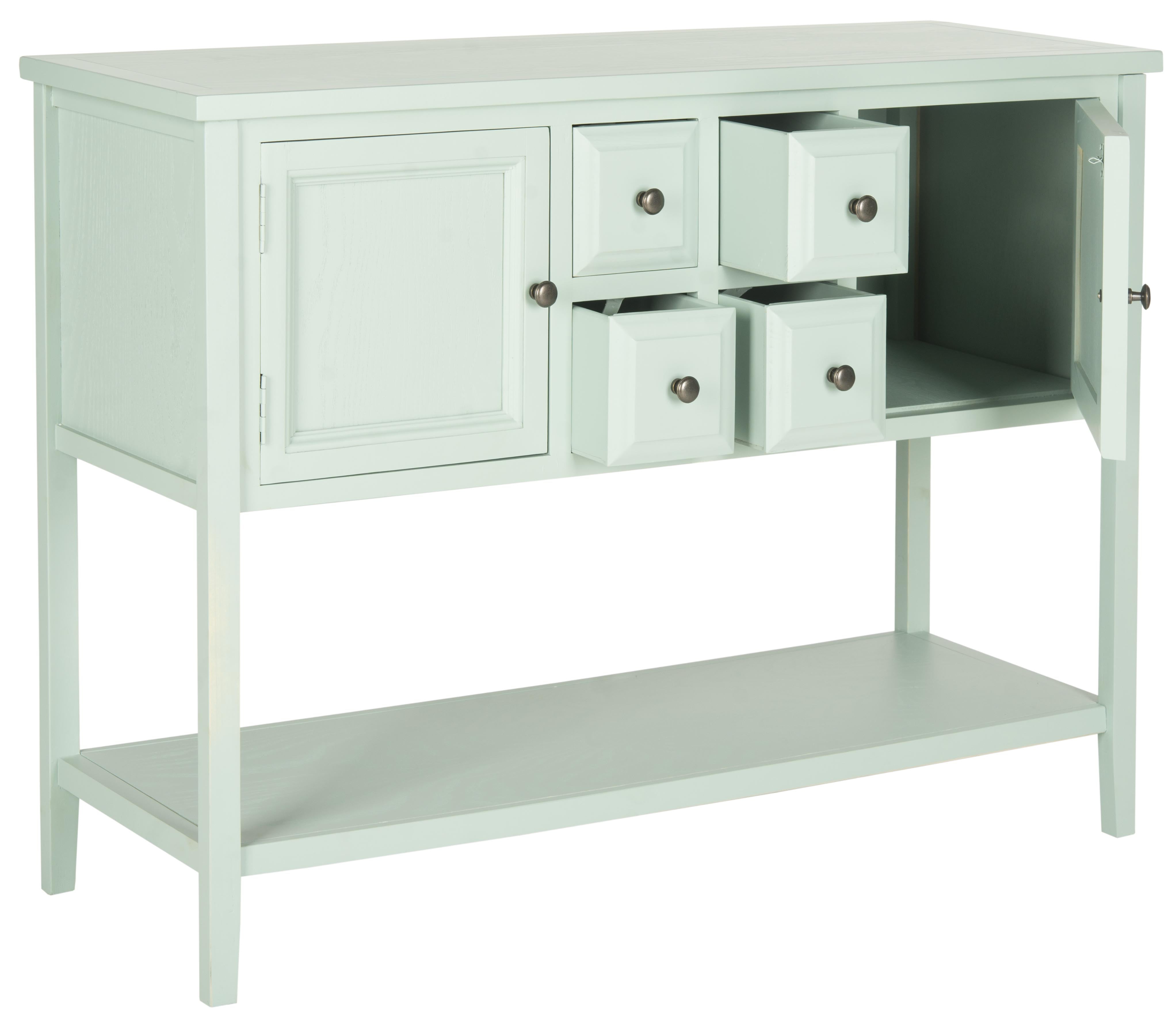 SAFAVIEH Charlotte Rustic Storage Sideboard w/ 2 Cabinets & 4 Drawers, Aqua Smoke