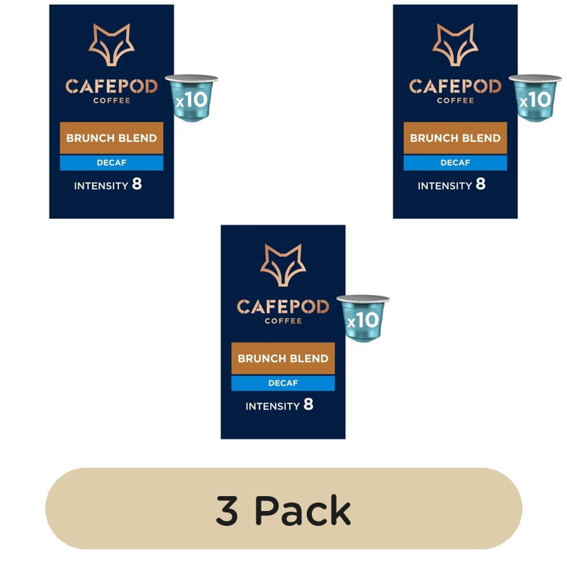 CafePod Decaf Brunch Blend Nespresso Compatible Aluminium Coffee Pods, 10 pods per pack, British Import (Pack of 3)