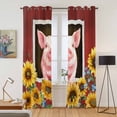 thumbnail image 2 of Pigs Sunflowers Kitchen Curtains Window Panels, Farmhouse Red Barn Flowers Animals Insulated Window Treatment Curtain, Grommet Curtains for Bedroom/Living Room/Bathroom, 2 Piece 42"Wx84"L, 2 of 8