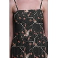 thumbnail image 2 of Bimba Dry Leaves & American Goldfinch Bird Printed Women Flowy Smocked Spaghetti Strap Dress-X-Small Black, 2 of 7
