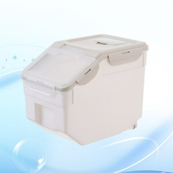 SKISUNO Airtight Beige Dog Food Storage Container with Reinforced Sealed Buckle Lid