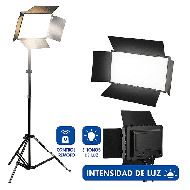 Panel LED Profesional 50W Bicolor 3200K–5600K con Control Remoto y Trípode 2.1m