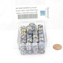 Carousel Festive Dice with White Pips 12mm (1/2in) D6 Pack of 50 Wondertrail