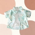 thumbnail image 5 of BXSRUTA Boys Floral Print Short Sleeve Button Down Shirt Casual Summer Beach Top for Toddler Kids, 5 of 6