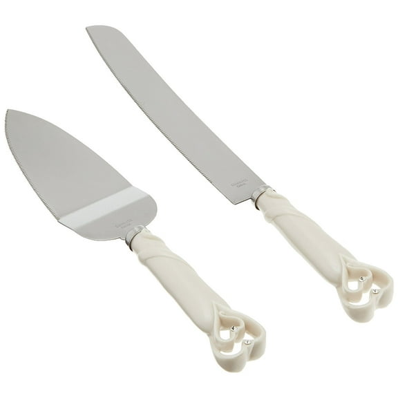 FashionCraft 2401 Interlocking Hearts Design Cake Knife & Server Set