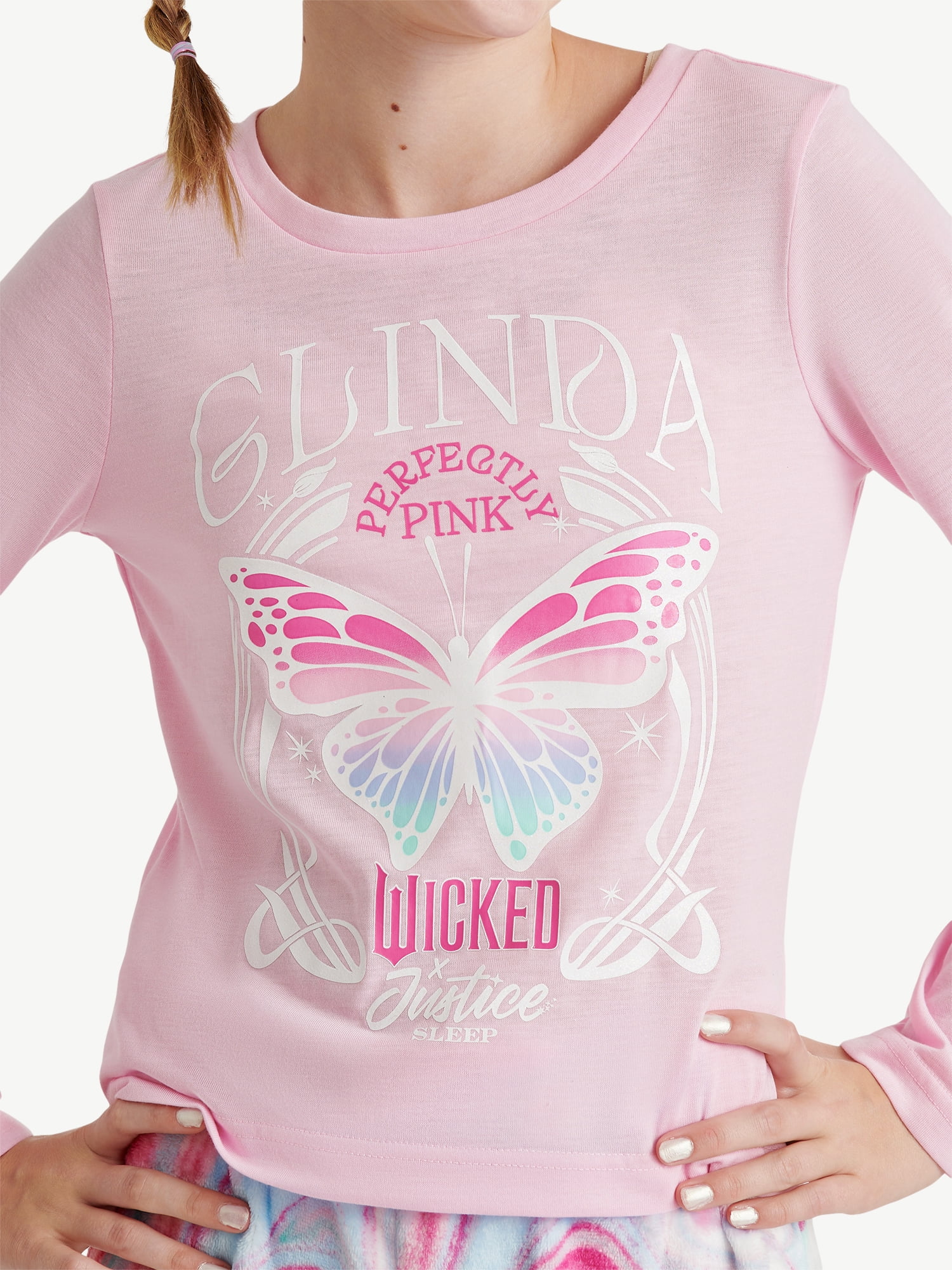 Justice Girls Wicked Long Sleeve Top and Pant Pajama Set with Eyemask, 3-piece, Sizes 5-18
