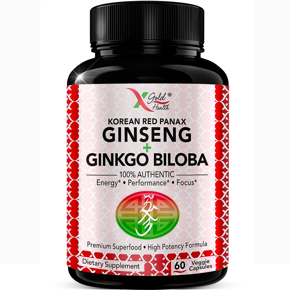 Buy Korean Red Panax Ginseng 1200mg Ginkgo Biloba Extra Strength Root Extract Powder