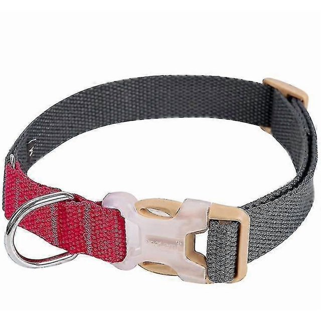 L Red+gray Adjustable And Durable Pet Collar For All Size Dog Az6529