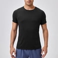 thumbnail image 2 of Men's Running Fitness Quick Dry T-Shirt Training Short Sleeve Basic Shirt for Sports Exercise,L,Black, 2 of 7