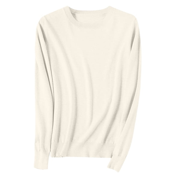 Women's Sweaters Fall Winter Cozy Pullover Lightweight Tops Casual Warm Soft Basic Long Sleeve Crewneck Shirts (2XL, Beige)