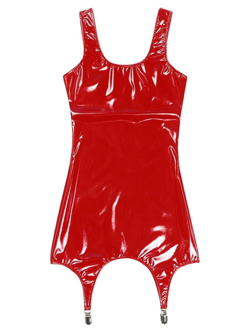 red pvc mini dress Vinyl Backless Mini Dress in Red