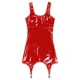 thumbnail image 5 of ZDHoor ZDHoor Women's PVC Leather Tank Top Bodycon Dress with Metal Clips Club Party Latex Mini Dress Red S, 5 of 7