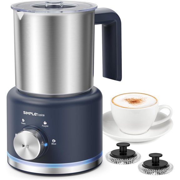 Milk Frother, 4 in 1 Electric Milk Steamer, 16.91oz/500ml Automatic Warm and Cold Foam Frother for Coffee, Latte, Macchiato, Cappuccino, Hot Chocolate, Easy to Clean