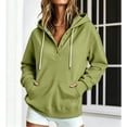thumbnail image 4 of Hoodies Sweatshirt for Women Button Collar Drawstring Long Sleeve Pullover Casual Winter Hooded Tops With Pocket Fall Outfits, 4 of 7