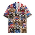 thumbnail image 2 of American Flag Patriotic Raccoon Hawaiian Shirt For Men Racoon Mens Hawaiian Shirts Short Sleeve Button Down Shirt Men, 2 of 7